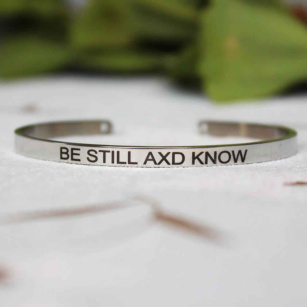 4mm inspirierendes Armband Zitat Mantra Schnitzerei Armreif für Frauen Edelstahl Manschettenschmuck