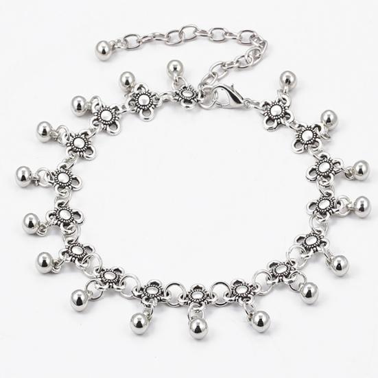 Vintage Water Droplets Tassel Floral Anklet Chain Barefoot Summer Beach Jewelry