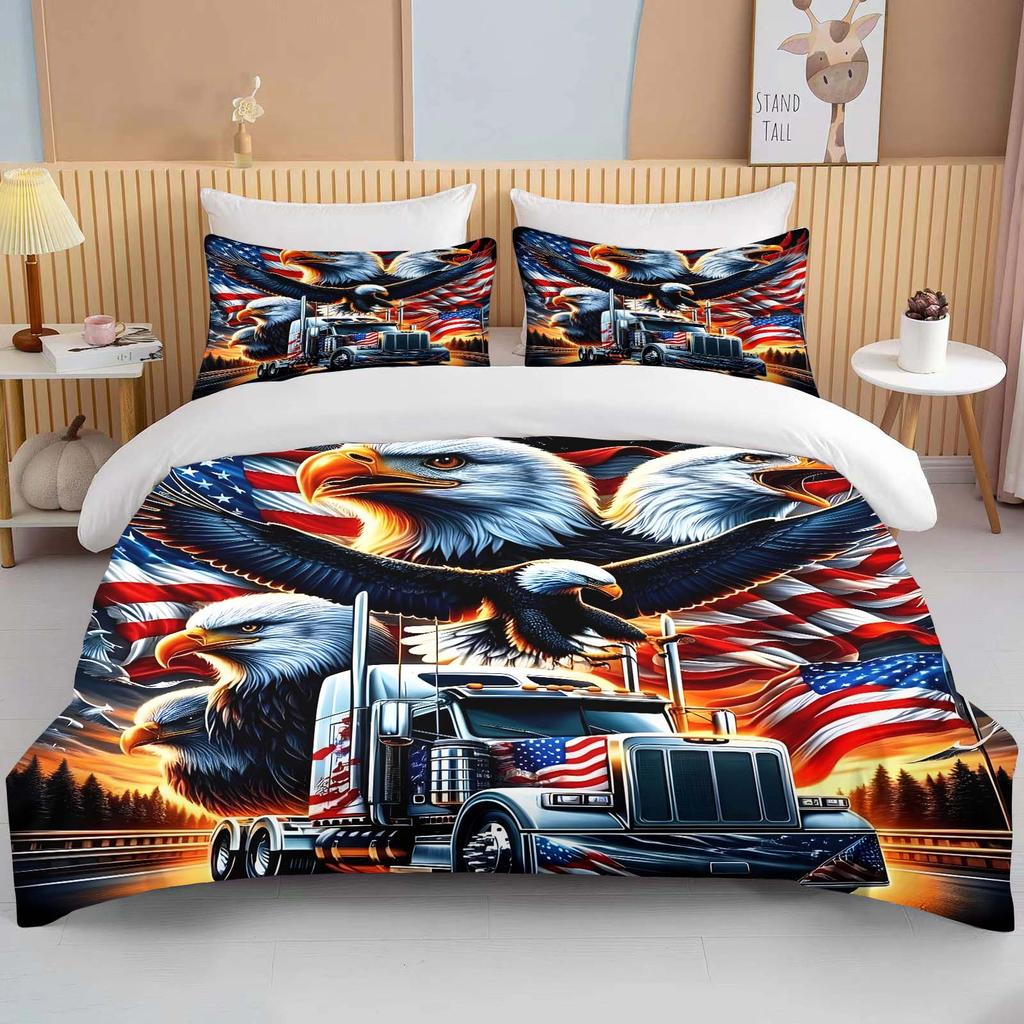 10 Sizes Great American Truck Eagle 3pcs Bedding Sets Duvet Set Comforter Bed Set Queen King Size Kids Boys Home Textiles Gift