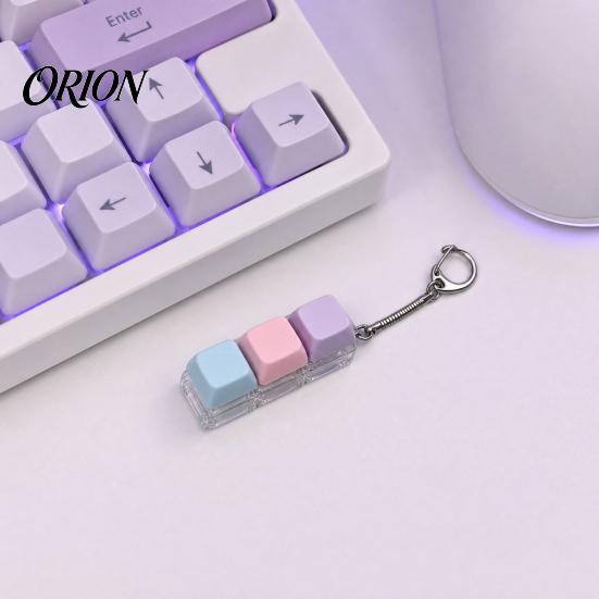 Mechanical Keyboard Fidget Keychain 2/3/4/9-Keys Toy, Stress Relief Push Button Finger Toy Clicker LED Light-up Tactile