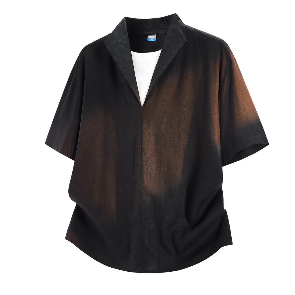 Plus Size Plus Size Solid Color Short-sleeved Men's Thin, Cool And High-end American Shirt Jacket