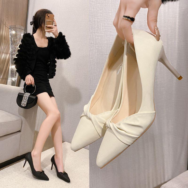 Temperament lady fried street comfortable high heels 2024 Internet celebrity new small show high fairy style high value single shoes