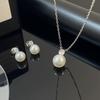 High Quality Pearl Dubai 14K Gold Plated Stainless Steel Pendant Necklace and Earrings Jewelry Set for Women Wedding Party Gift