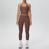 New Polished Beautiful Back Tight Strap Neck High Waist Yoga Suit Sports Running Fitness Two-piece Set