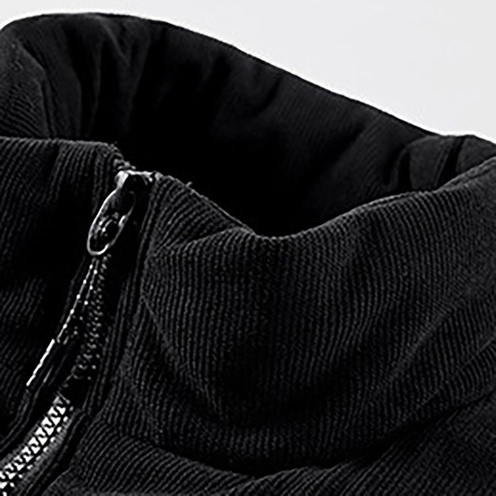 Men's Corduroy Patchwork Zipper Vest Stand Collar Sleeveless Outdoor Casual Warm Vest Jacket