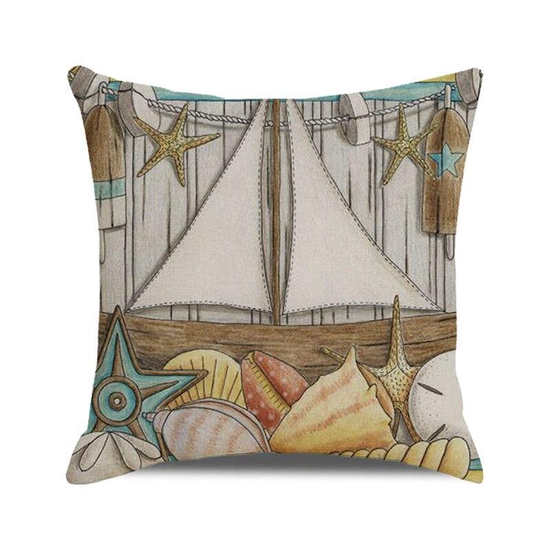 45x45 см морская звезда, шезлонг, парусная лодка, тапочки, наволочка с принтом, обивка, наволочка, чехол для подушки в морском стиле 40x40cm