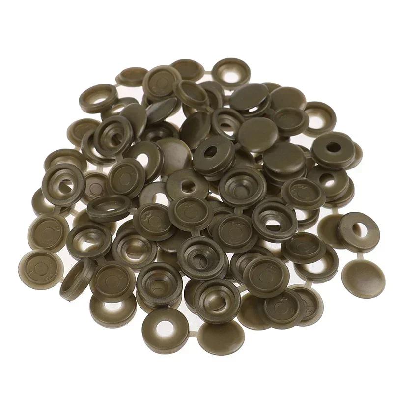 100Pcs Hinged Plastic Screw Cap Cover Nuts Fold Snap Protective Cap Button Screw Wood Furniture Decorative Nuts Bolts Hardware