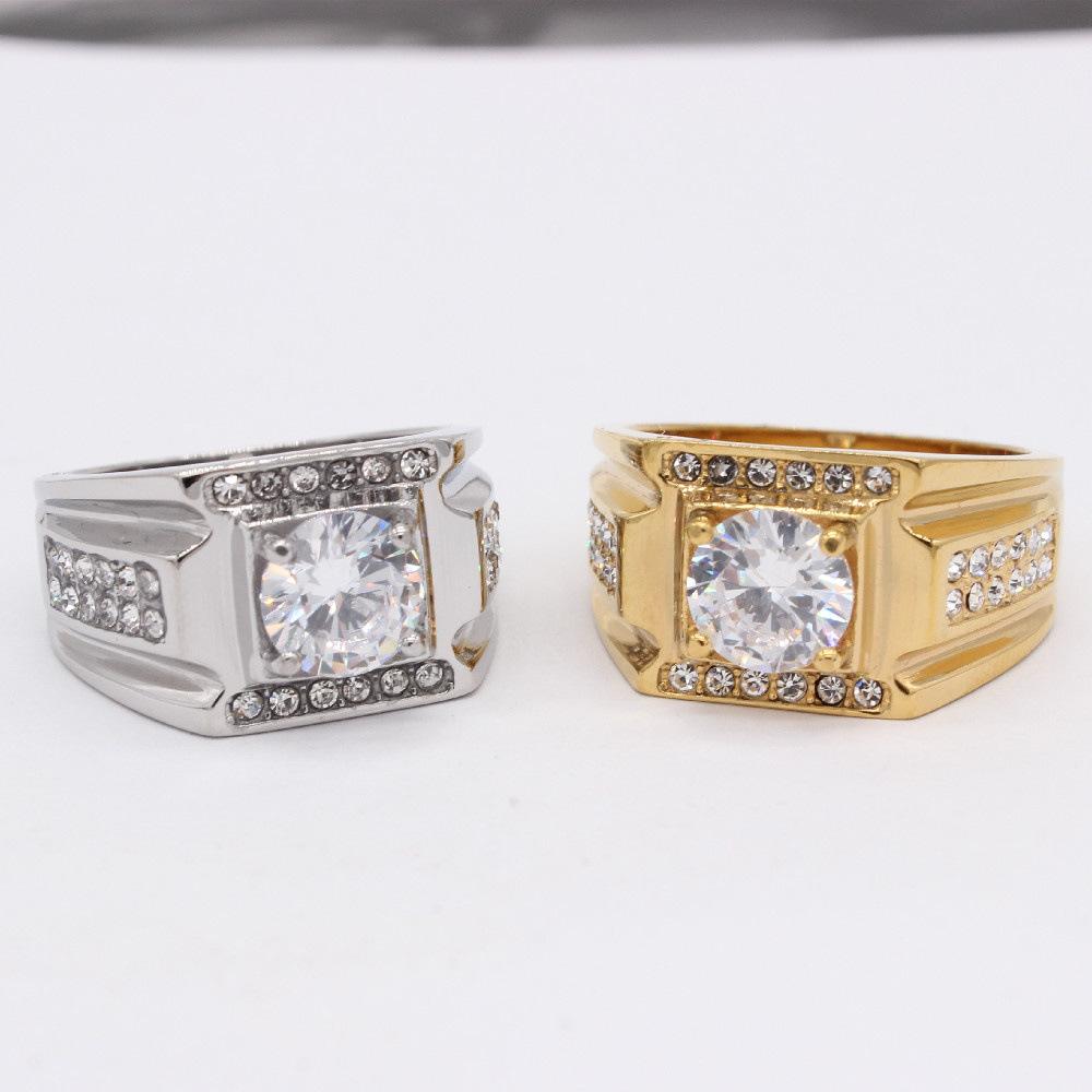 2026 European and American Fashion Simple Light Luxury Men's Wedding Diamond Ring Jewelry Ring