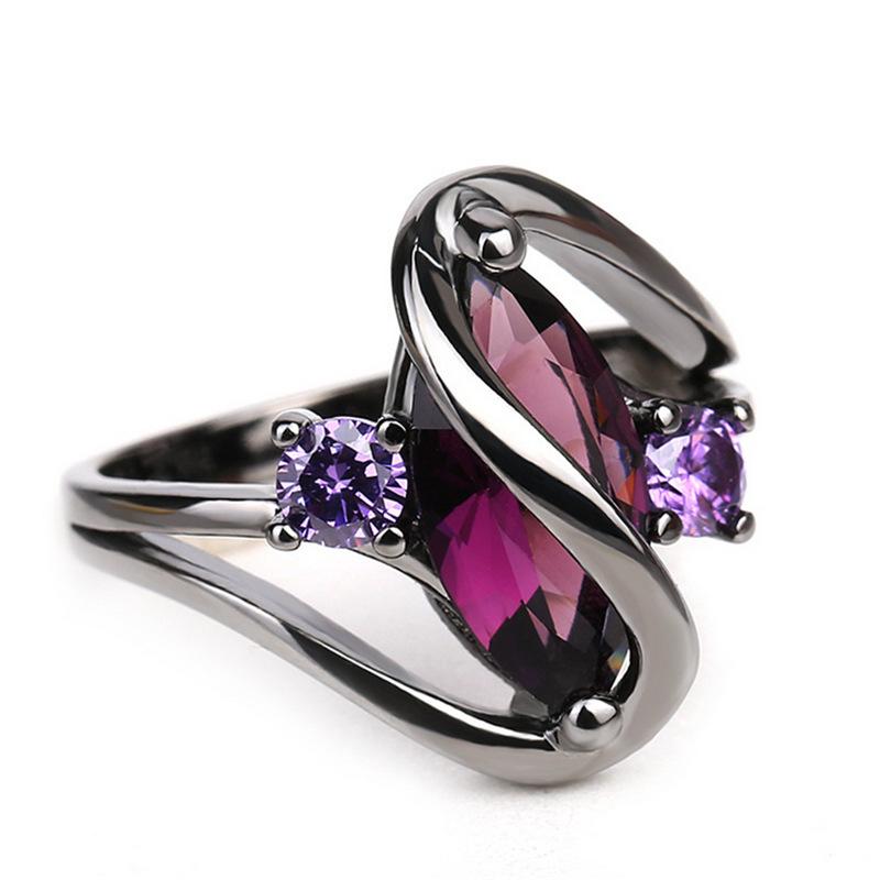 A sapphire marquise ring for women, a fashionable and unique ring, elegant and luxurious, inlaid with synthetic zircon, suitable for ladies  6No.