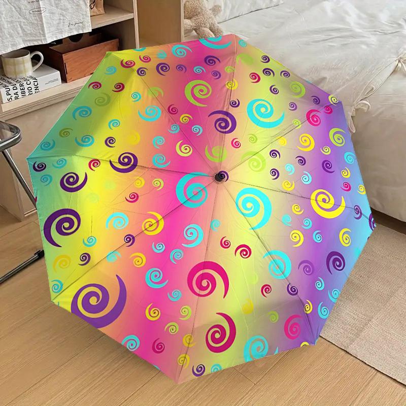 1PC Spiral Patterns Umbrella-8-Rib Reinforced Portable Folding Travel Suitable for All Seasons Outdoor Daily Use Is an Ideal Choice -F357