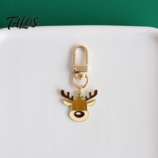 Christmas Party Keychain Cartoon Keychain, Enamel Santa Snowman Elk Snowflake Bag Charm, Holiday Decoration Xmas Theme Pendant for Backpacks Handbags