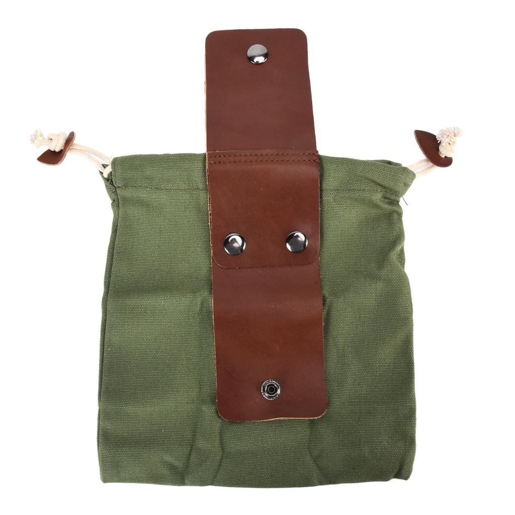 Leather Canvas Foraging Pouch Belt Fruit Picking Bag for Camping Fruit CollectingArmy Green