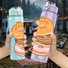 1PC Donut Cartoon Pattern 750ml Color Plastic Sports Water Bottle Leakproof Flip Straw Lid Suitable for Sports Office Home Use