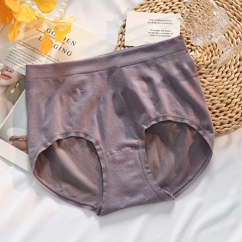 Große Größe Damen Frühling und Herbst Reine Baumwolle Antibakterieller Schritt Nahtlos Hohe Taille Dreieck Slip