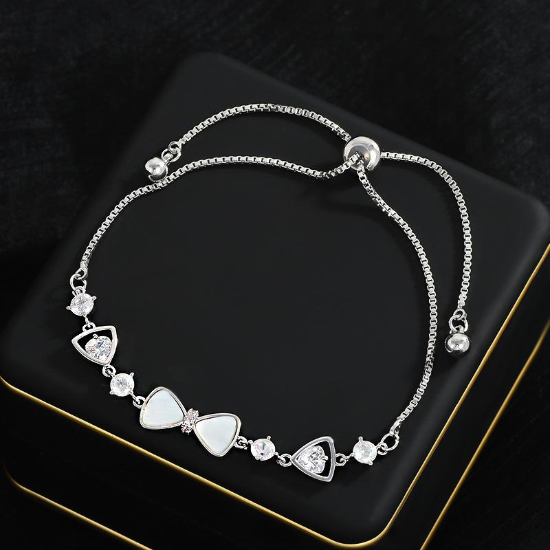 

Женский браслет с цирконием, элегантный темпераментный регулируемый браслет, высококачественный браслет в форме ракушки с бантом для девочек, вечерние ювелирные изделия на день рождения, подарок