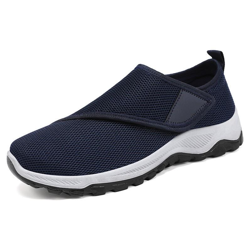 Spring Breathable Men's Casual Shoes - Old Beijing Style, Round Toe, Velcro Dad Walking Shoes