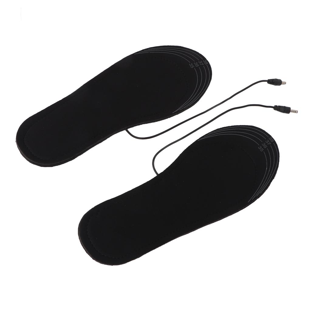 1 Pair USB Heated Insoles Breathable Sweat Absorbent Comfortable Electric Heated Foot Warmer Insole for Women Size 35?41