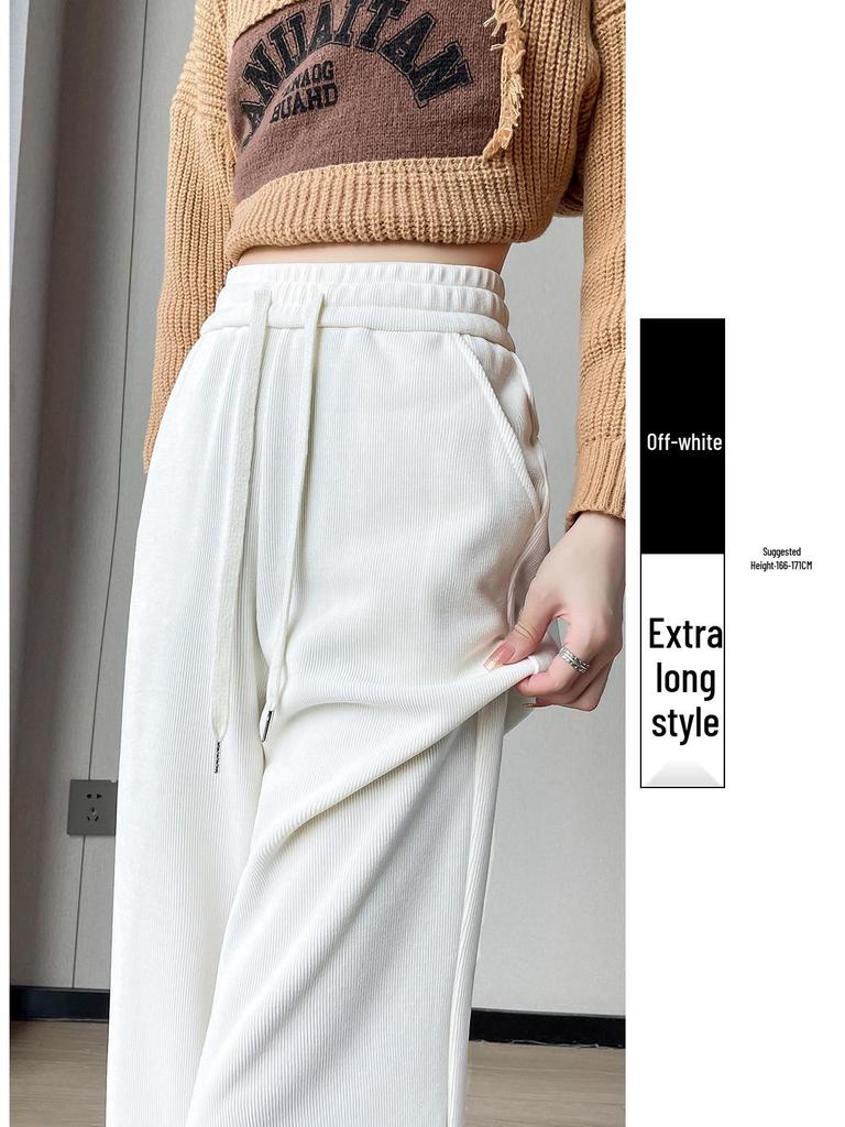 2025 Women's High-Waisted Velvet Pants - European Cotton, Loose Straight-Leg, Autumn/Winter Fashion