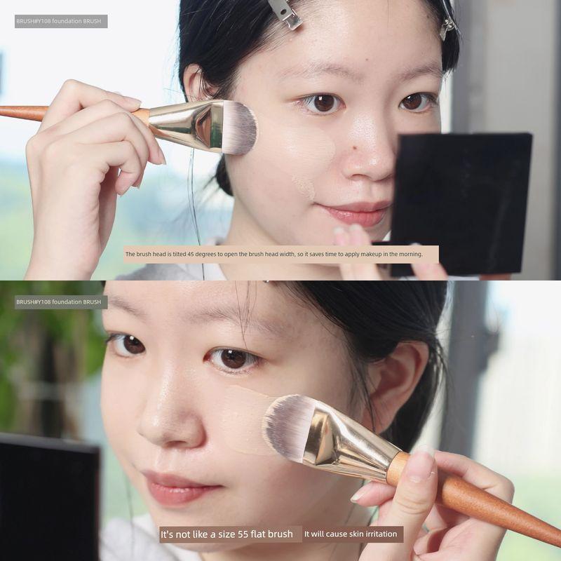 Useful! Ultra-Thin Widened Powder Foundation Brush Tongue Type Powder Foundation Brush Flat Head Facial Treatment Brush Makeup Uniform Makeup Brush 1 Y108 Ultra-Thin Foundation Brush