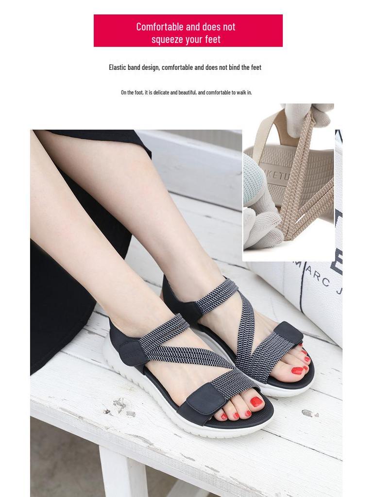 H1109-A2 Women's Lightweight Sporty Sandals - Comfortable, Elastic Band, Plus Size, Summer 2025