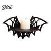 Solid Wood Display Stand Halloween Wooden Bat Corner Shelf Black Wall Mounted Candle Holder Stand Spider Web Decor Gothic Rack for Home Party,