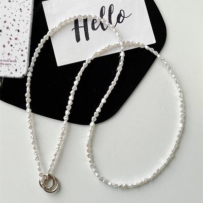 120Cm Mobile Phone Lanyard Women'S Crossbody Wrist Beaded Chain  Flat Pearl Chain Anti-Loss Sling Strapclip Phone Strap