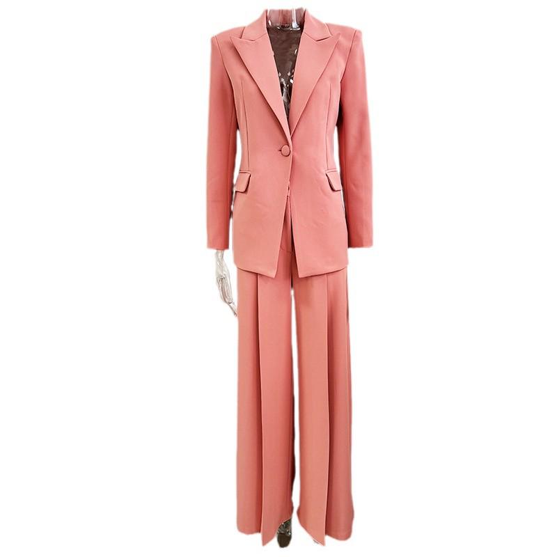 Available 2025: European & American Fashion Embroidered Hollow-Out Suit Jacket & Straight-Leg Pants Set.