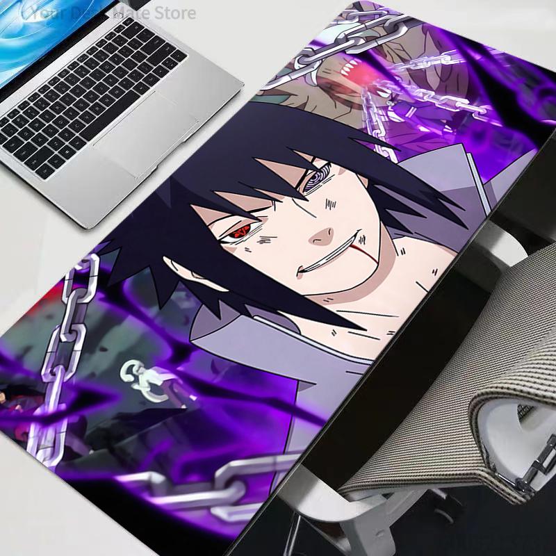 Mauspad HD Schreibtischmatte Anime N-naruto Spielmatte Gaming-Mauspad Speed Sasuke Uchiha Computer und Büro Gamer Schrank Tastaturmatte