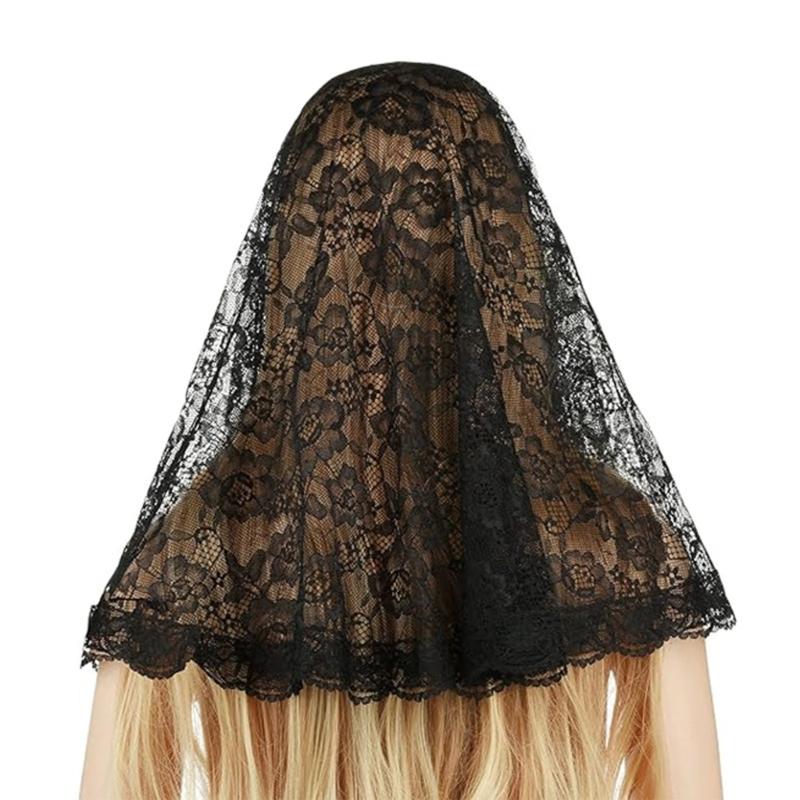 Bridal Veil Bride Elaborate Flower Lace Mantilla Short Bachelorette Party Bride Veil Party Head Scarf Head Covering