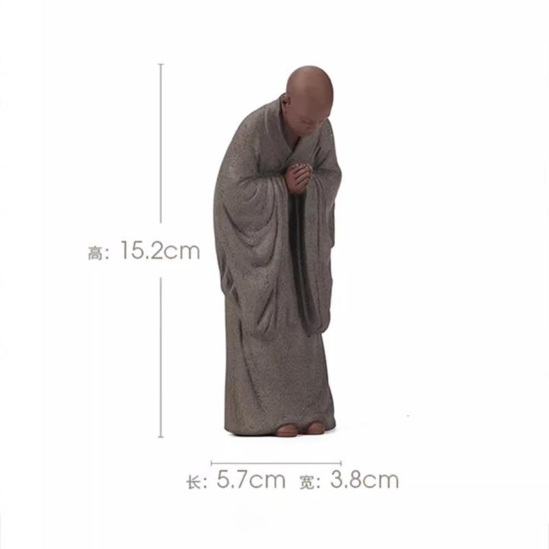Creative Boutique Purple Clay Little Monk Tea Pet Figurine Zen Style Decoration for Study, Living Room, Office Desktop