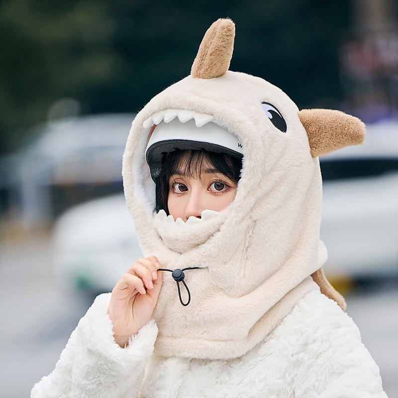 Ski Head Cover Ear Protection Face Pullover Hat Warm Veneer Cartoon Shark Cycling Cute Snow Helmet Hat