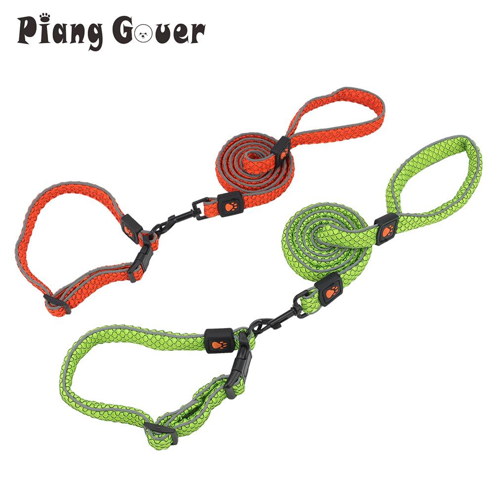 Set Pet Leash Collar Dog Walking Reflective Leashes
