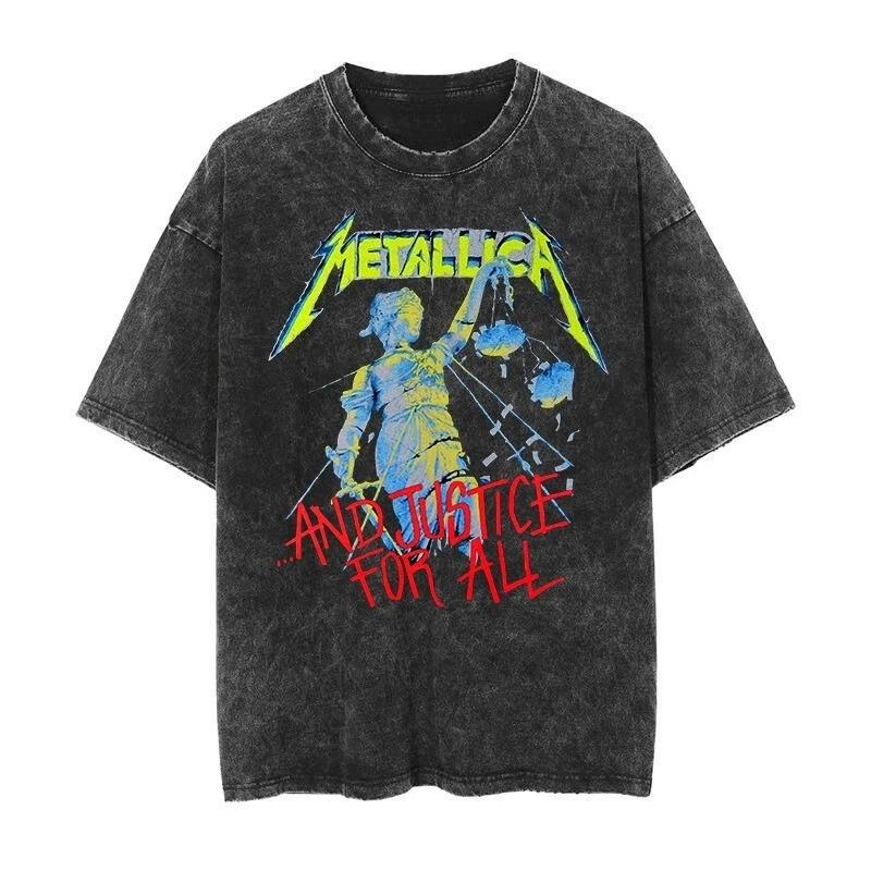 Metallica Damage Inc. T-shirt Noir Vintage Délavé Acide Usé Oversize Groupe Metal Thrash Musique Rock Merch Style Rétro Années 90 avec Graphique Crâne