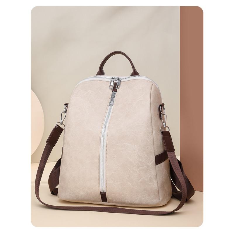 New Women Backpack Anti-Theft Fashion Casual Shoulder Soft Leather Travel Bag Vintage Versatile Solid Color 2-in-1 Backpack