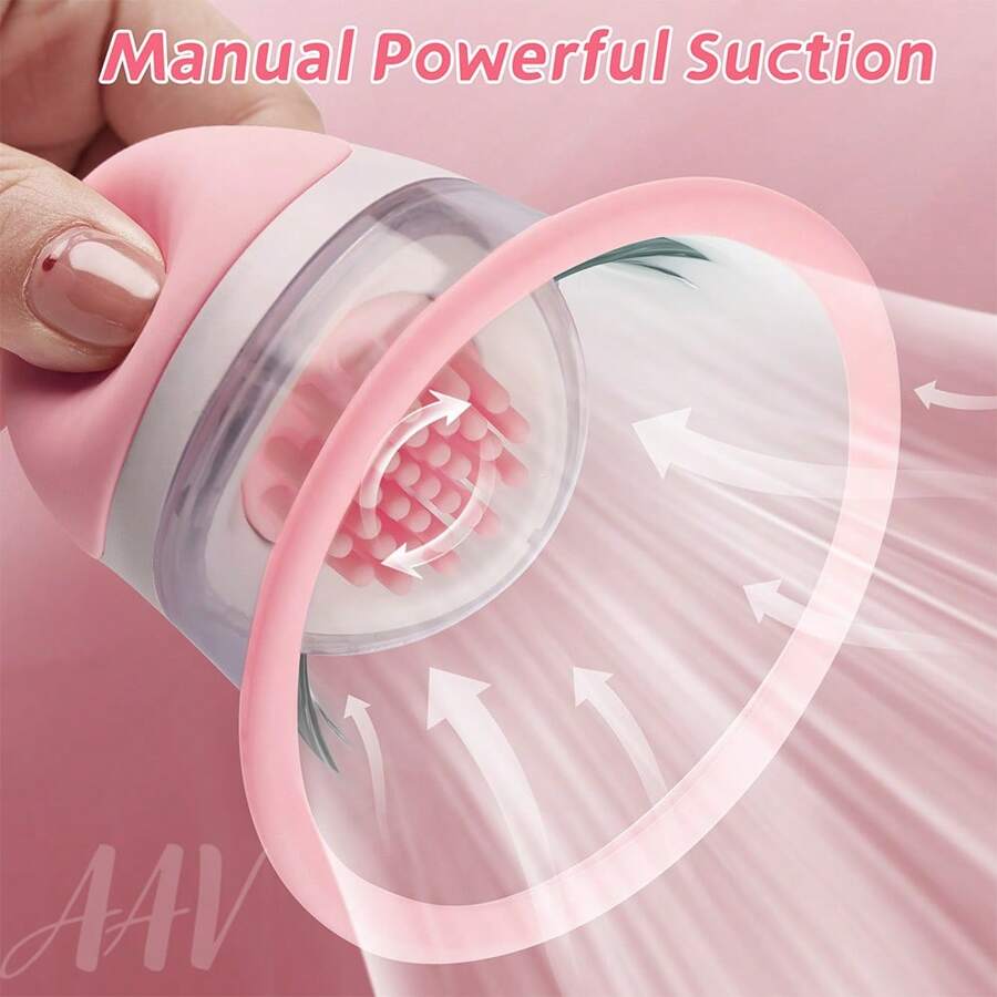 Nipple Sucker Strong Suction Stimulation Massager and 10 Vibrator Rotating Modes, Rechargeable Adult Toys for Fun Three Pairs  of Massage Heads