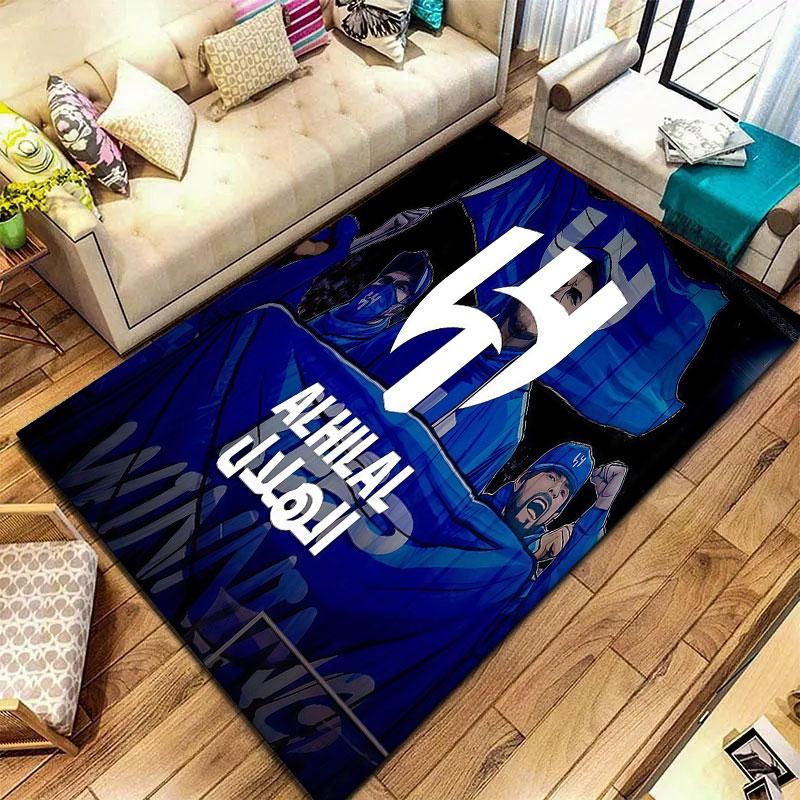 Tappeto Al-Hilal Saudi FC per Soggiorno Camera da Letto Casa Decorazione Divano, Tappetino Antiscivolo per Giochi Bambini