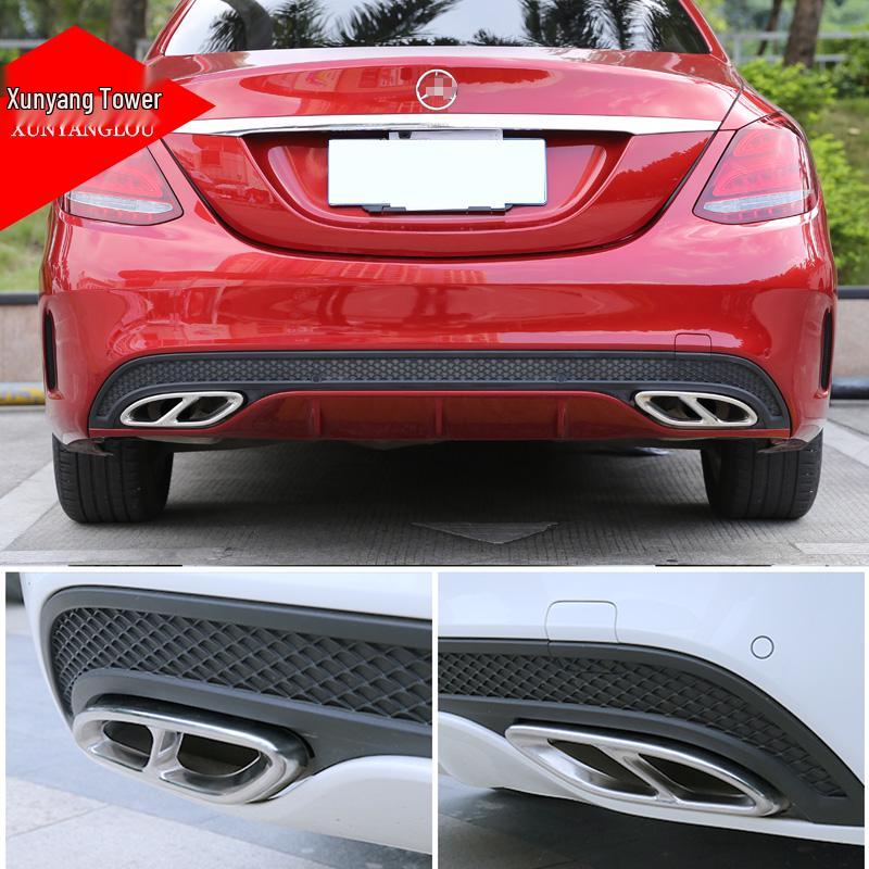 Couvercle de sortie d'échappement compatible pour Mercedes Classe A, C, E, GLC - Modification décorative à quatre sorties.