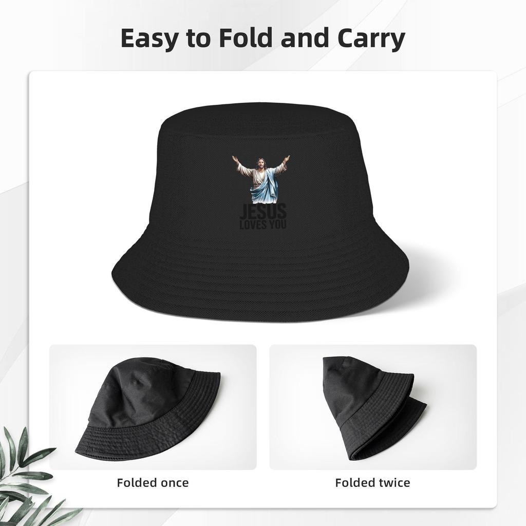 Jesus Loves You Bucket Hat Panama Bob Hats Outdoor Cool Autumn For Summer Beach Fishing Unisex Fisherman Caps