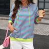 Women's Fashion Striped Long Sleeve Hoodie, Loose Fit Pullover for Casual Daily Wear