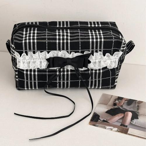 

Cute Lace Bow Women s Canvas Cosmetic Bags Portable Ladies Clutch Purse Lipstick Makeup Case Fashion Female Storage Bag