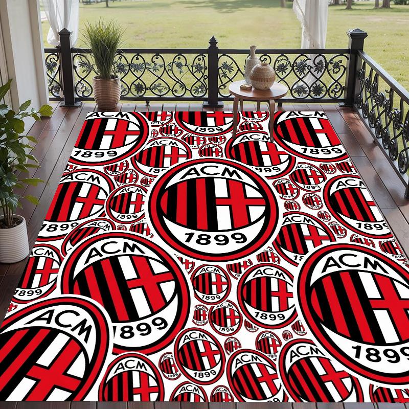 Crystal Velvet Rug with AC Milan Design, Soft Non-Slip Floor Mat for Living Room Bedroom Decor
