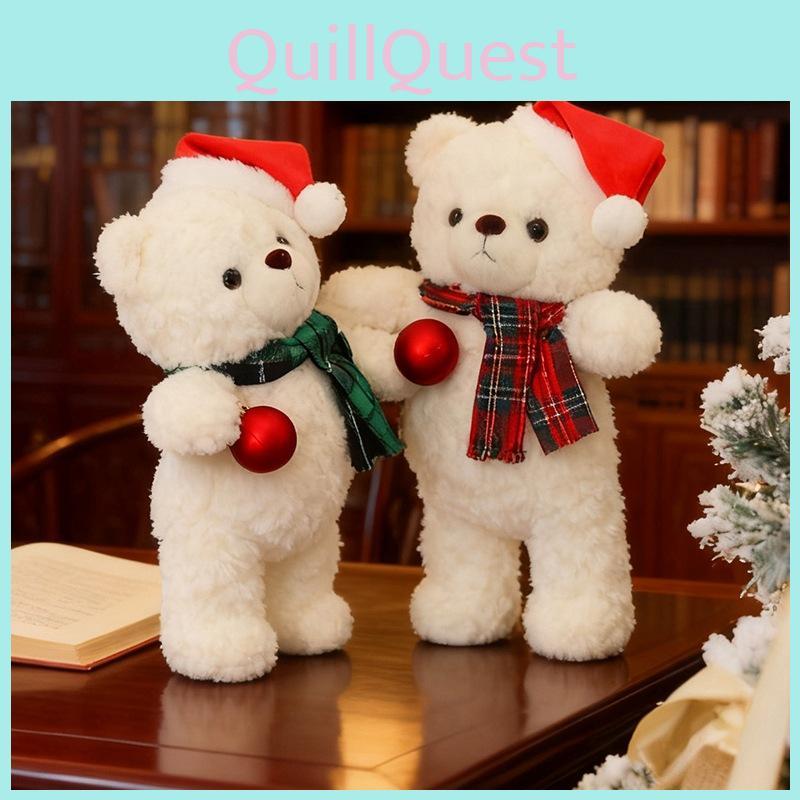 Plush Bear Toy With Scarf And Hat Decor For Kids Christmas Gift And Birthday Present