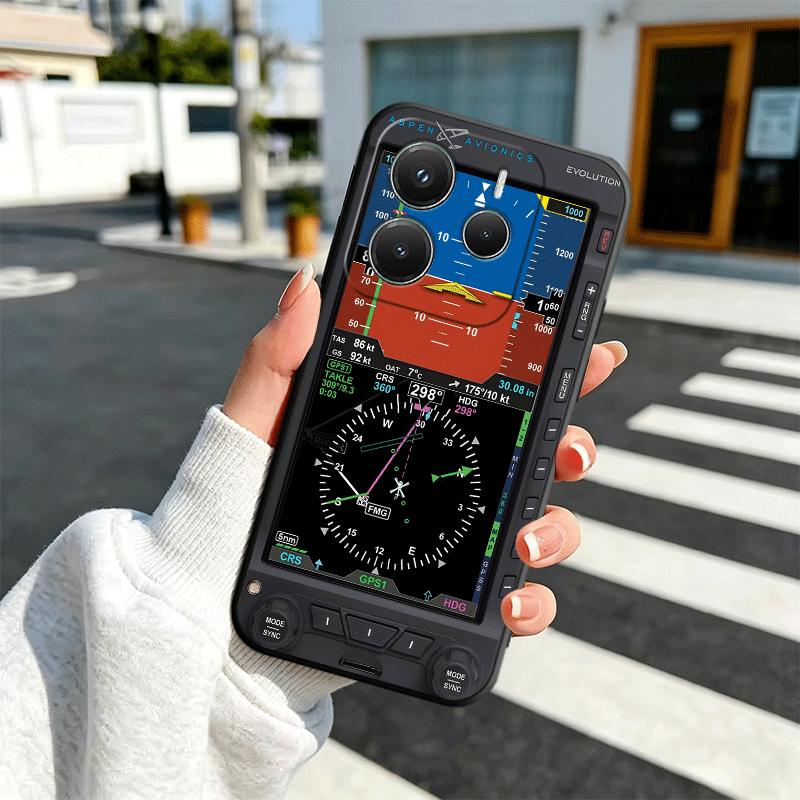Aircraft Instrument Cockpit Radar Soft Phone Case for Xiaomi Redmi Note 12 13 14 15 Pro Plus 11 12S 11S 11T 10 4G Black Cover Ba