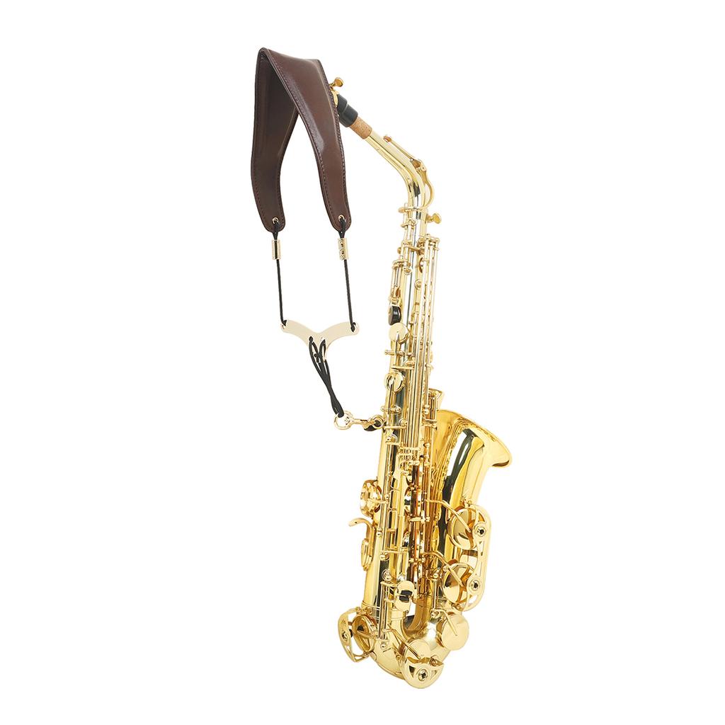 Saxophone Shoulder Neck Strap Adjustable Sax Black Double Shoulder Strap Harness Sax Musical Instruments Accessries Black Brown