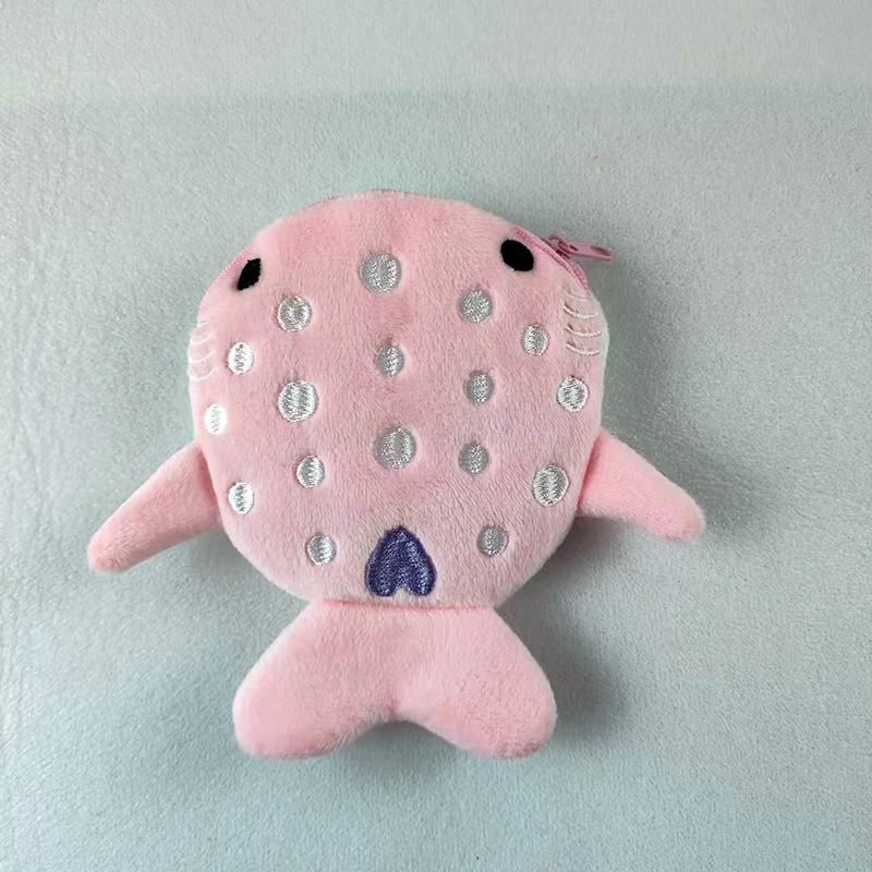 

1 шт. Мультяшный детский кошелек для монет в виде акулы, плюшевая сумка на молнии, упаковка для кабеля для передачи данных, аксессуары, подвески, маленькие подарки розовый