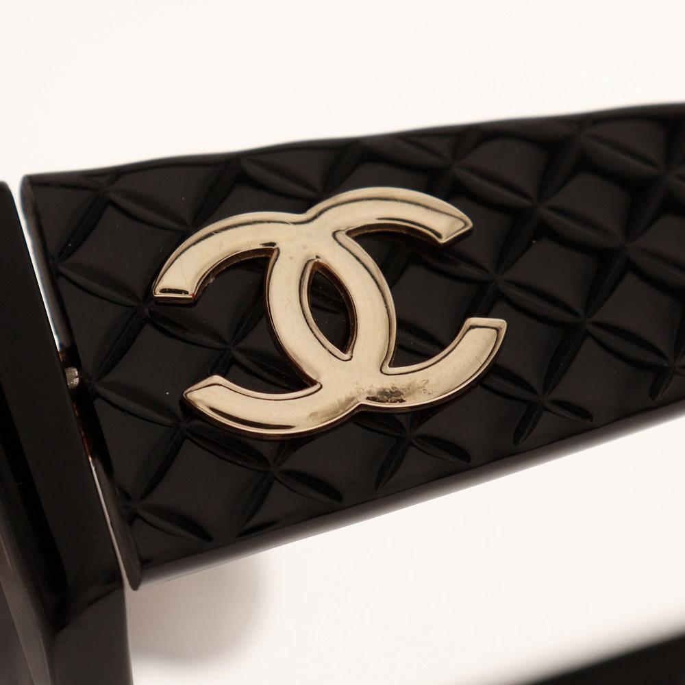 CHANEL COCO Mark sunglasses 94305 Matelasse black plastic Women Used