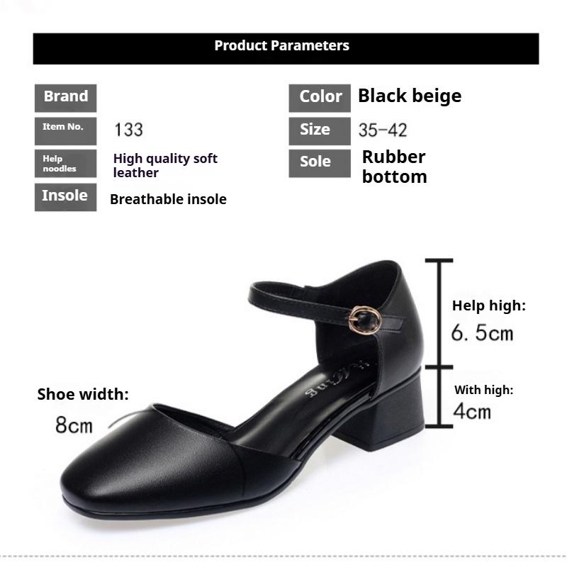 Sommersandalen, Damensandalen mit geschlossener Spitze, seitlich hohle Damenschuhe mit niedrigem Oberteil, einfarbige dicke Absätze, bequeme koreanische Damenschuhe mit mittlerem Absatz