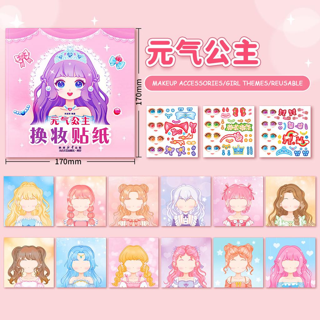 1Set Toy Puzzle Stickers Reusable For Girls Cartoon Princess Make A Face Stickers Handicrafts Creative Kids Stickers