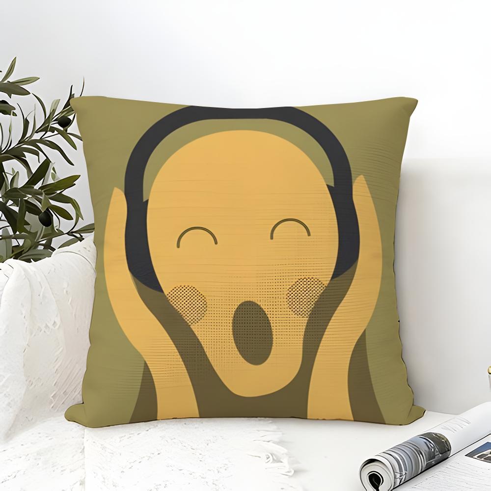 Simple Stylish Music Record Design Pillow Case Cotton Linen Fabric Square Zipper Pillowcase Home Decorative Living Room