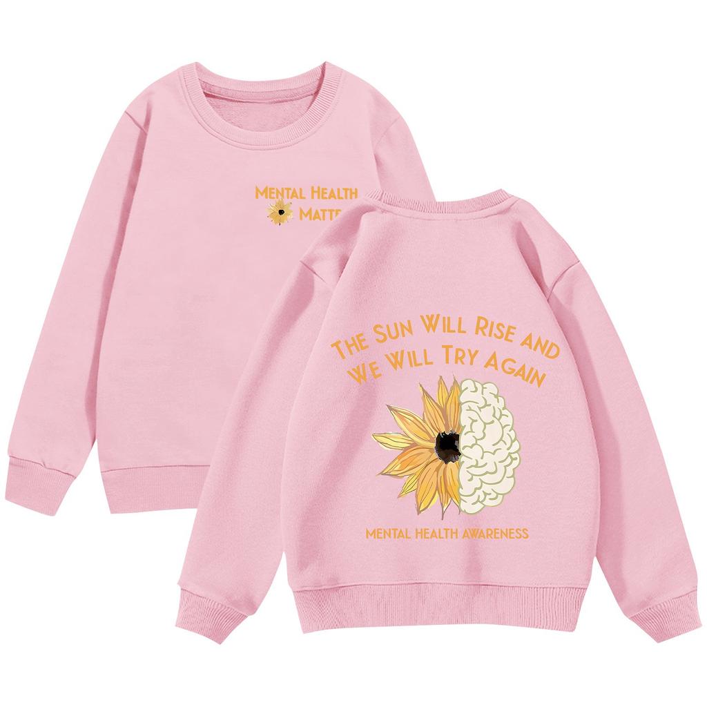 Children's Pullover Sweatshirt Long Sleeve Casual Round Neck Comfortable Loose Lightweight Pullover